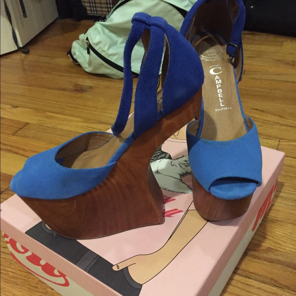 Jeffrey Campbell blue platform shoes size 6.5